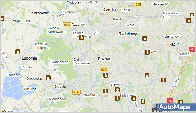 mapa Pszów, Pszów na mapie Targeo