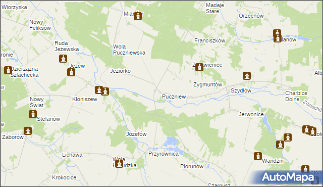 mapa Puczniew, Puczniew na mapie Targeo