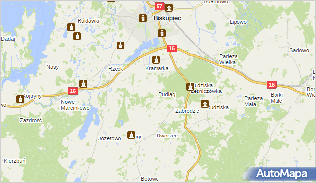 mapa Pudląg, Pudląg na mapie Targeo