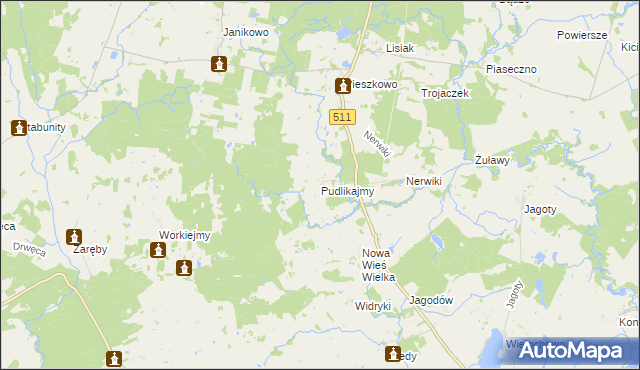 mapa Pudlikajmy, Pudlikajmy na mapie Targeo