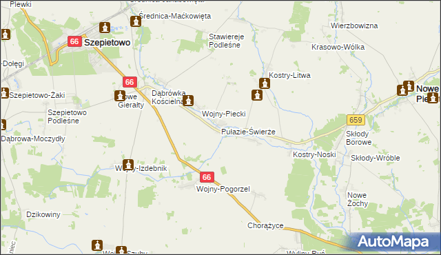 mapa Pułazie-Świerże, Pułazie-Świerże na mapie Targeo