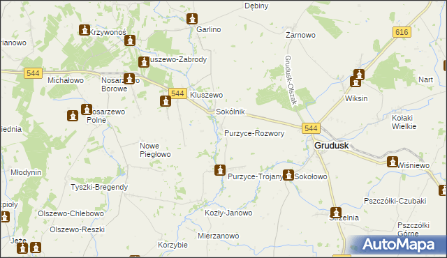 mapa Purzyce-Rozwory, Purzyce-Rozwory na mapie Targeo