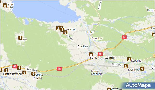 mapa Pustków gmina Ozimek, Pustków gmina Ozimek na mapie Targeo