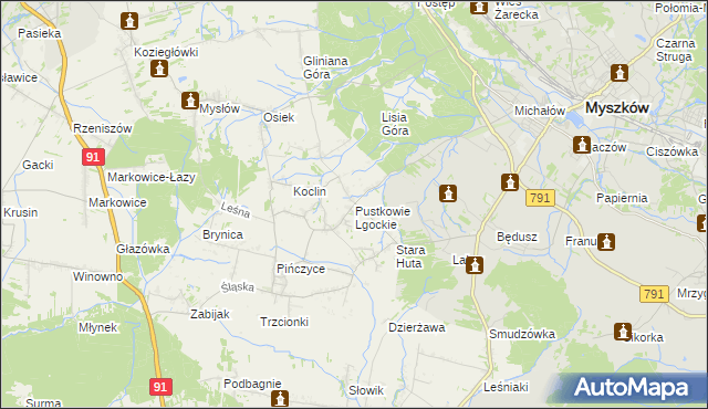 mapa Pustkowie Lgockie, Pustkowie Lgockie na mapie Targeo