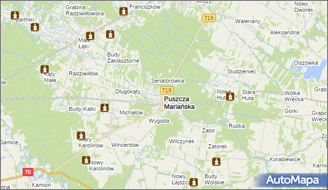 mapa Puszcza Mariańska, Puszcza Mariańska na mapie Targeo