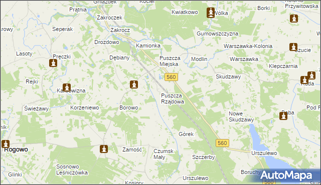 mapa Puszcza Rządowa, Puszcza Rządowa na mapie Targeo