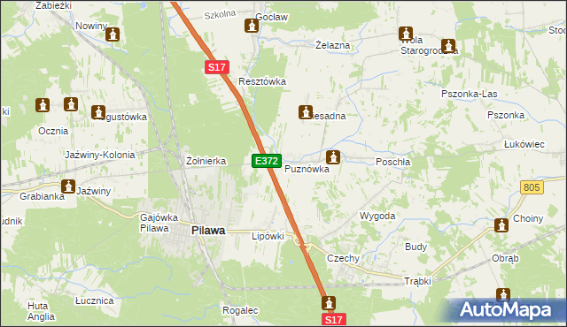 mapa Puznówka, Puznówka na mapie Targeo