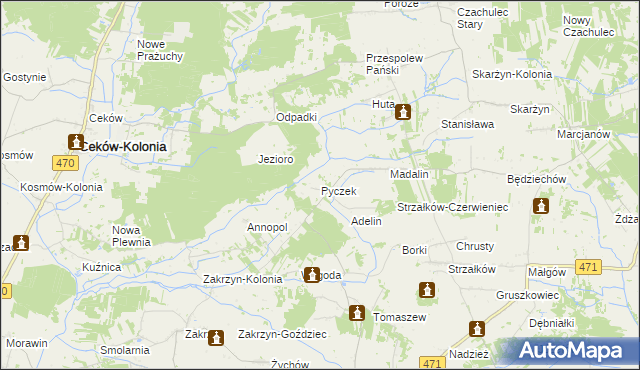 mapa Pyczek, Pyczek na mapie Targeo