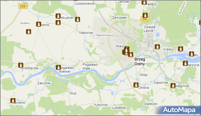 mapa Pysząca gmina Brzeg Dolny, Pysząca gmina Brzeg Dolny na mapie Targeo