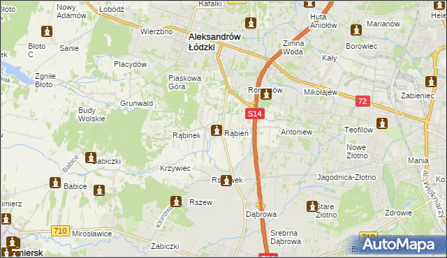 mapa Rąbień, Rąbień na mapie Targeo