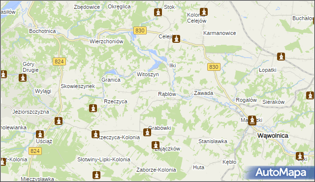 mapa Rąblów, Rąblów na mapie Targeo