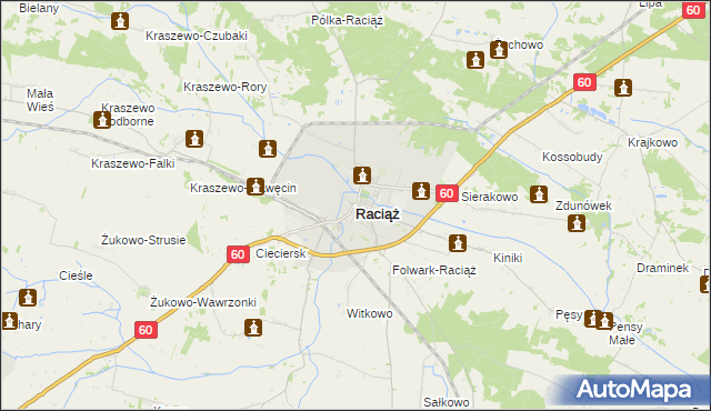 mapa Raciąż powiat płoński, Raciąż powiat płoński na mapie Targeo