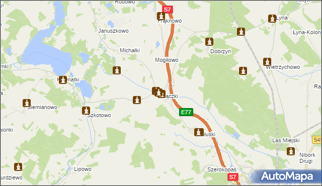 mapa Rączki gmina Nidzica, Rączki gmina Nidzica na mapie Targeo