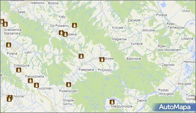 mapa Raczkowa gmina Sanok, Raczkowa gmina Sanok na mapie Targeo