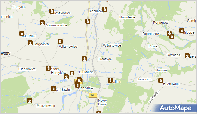 mapa Raczyce gmina Ziębice, Raczyce gmina Ziębice na mapie Targeo