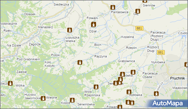 mapa Rączyna, Rączyna na mapie Targeo