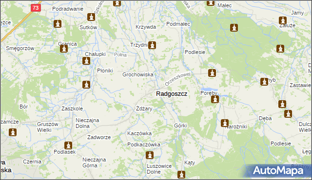 mapa Radgoszcz powiat dąbrowski, Radgoszcz powiat dąbrowski na mapie Targeo