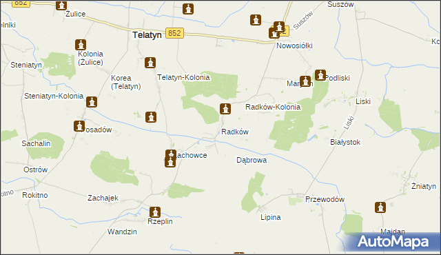 mapa Radków gmina Telatyn, Radków gmina Telatyn na mapie Targeo