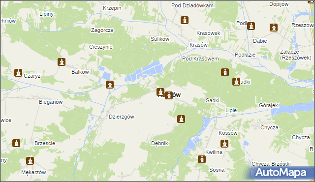 mapa Radków powiat włoszczowski, Radków powiat włoszczowski na mapie Targeo