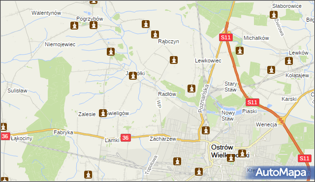 mapa Radłów gmina Raszków, Radłów gmina Raszków na mapie Targeo