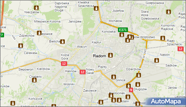 mapa Radomia, Radom na mapie Targeo