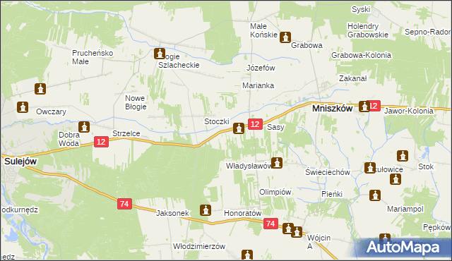 mapa Radonia gmina Mniszków, Radonia gmina Mniszków na mapie Targeo