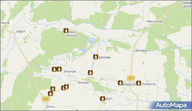 mapa Radosław gmina Góra, Radosław gmina Góra na mapie Targeo