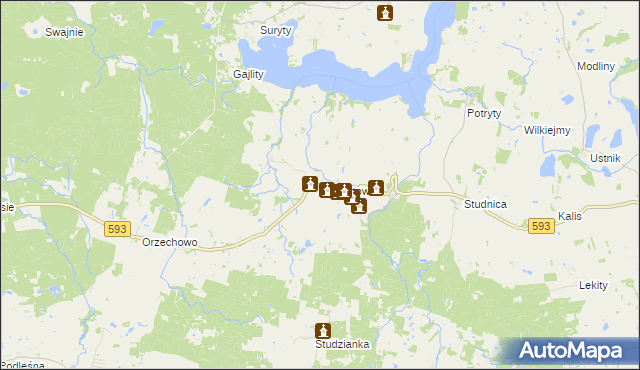 mapa Radostowo gmina Jeziorany, Radostowo gmina Jeziorany na mapie Targeo