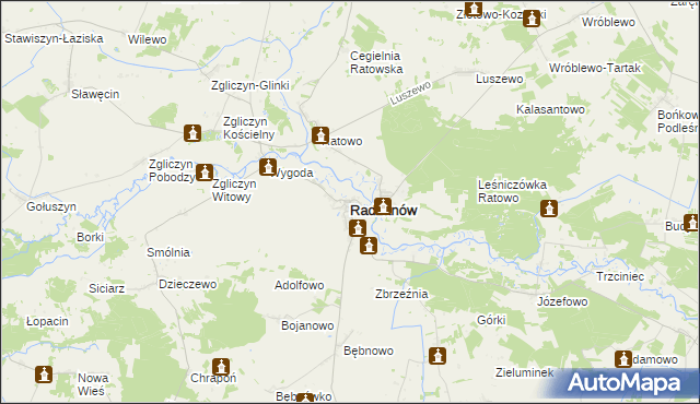 mapa Radzanów powiat mławski, Radzanów powiat mławski na mapie Targeo