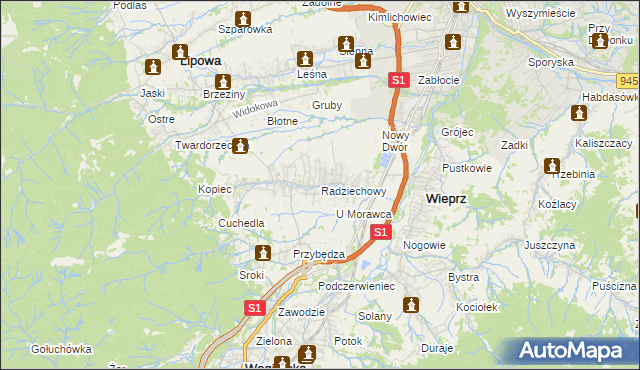 mapa Radziechowy, Radziechowy na mapie Targeo