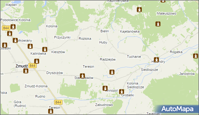 mapa Radziejów gmina Dubienka, Radziejów gmina Dubienka na mapie Targeo