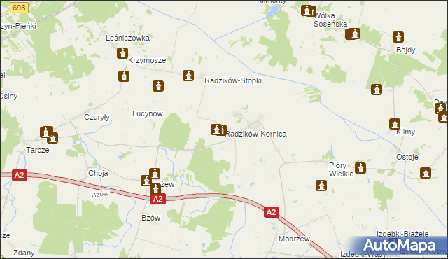 mapa Radzików-Kornica, Radzików-Kornica na mapie Targeo