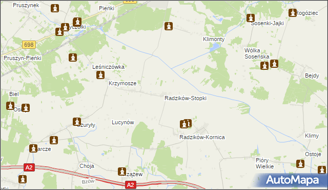 mapa Radzików-Stopki, Radzików-Stopki na mapie Targeo