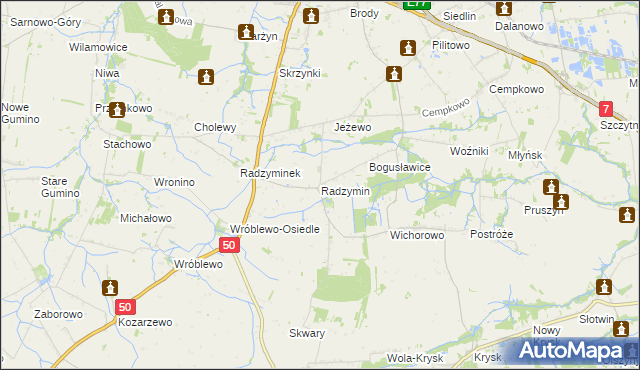 mapa Radzymin gmina Naruszewo, Radzymin gmina Naruszewo na mapie Targeo