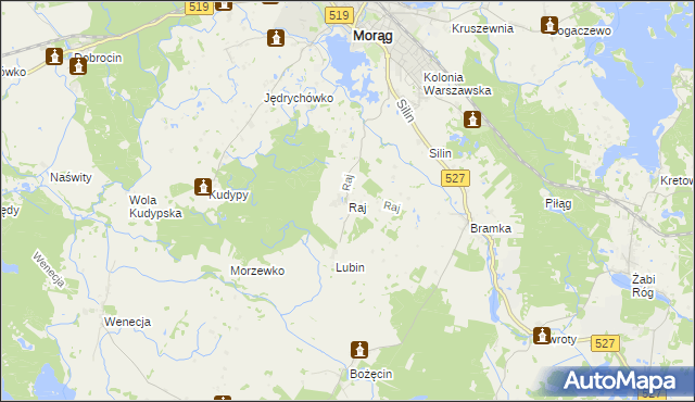 mapa Raj gmina Morąg, Raj gmina Morąg na mapie Targeo