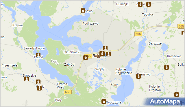 mapa Rajgród powiat grajewski, Rajgród powiat grajewski na mapie Targeo