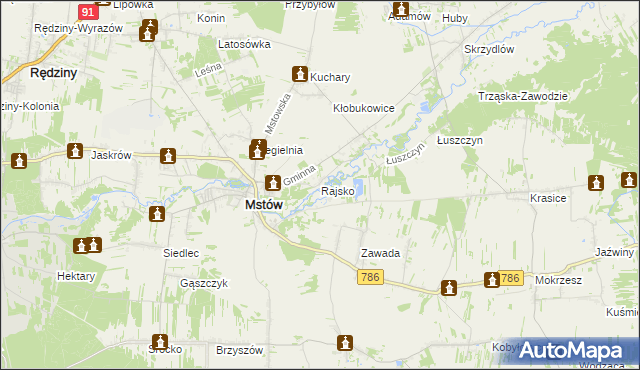 mapa Rajsko gmina Mstów, Rajsko gmina Mstów na mapie Targeo