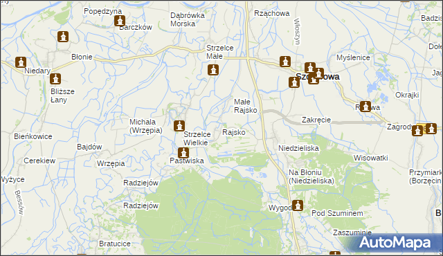 mapa Rajsko gmina Szczurowa, Rajsko gmina Szczurowa na mapie Targeo