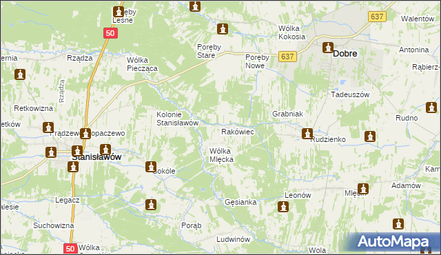 mapa Rakówiec, Rakówiec na mapie Targeo