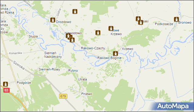 mapa Rakowo-Boginie, Rakowo-Boginie na mapie Targeo