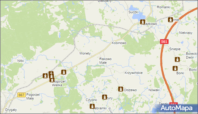 mapa Rakowo Małe, Rakowo Małe na mapie Targeo