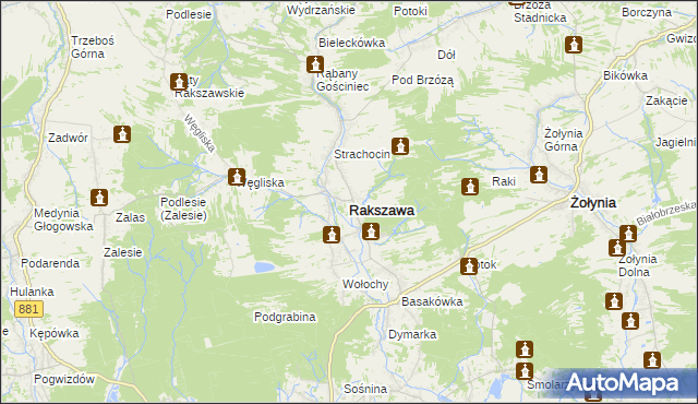 mapa Rakszawa powiat łańcucki, Rakszawa powiat łańcucki na mapie Targeo