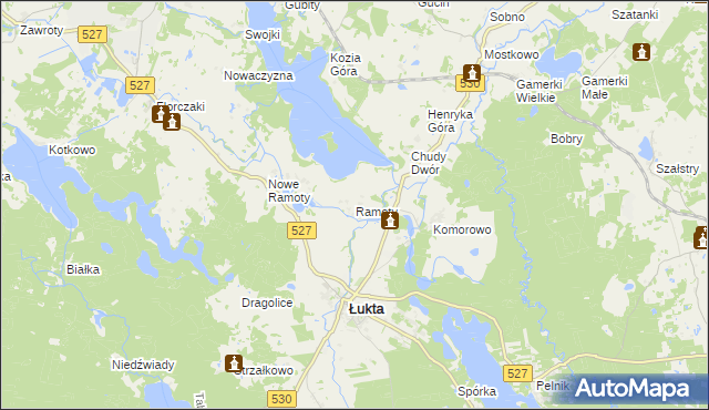 mapa Ramoty gmina Łukta, Ramoty gmina Łukta na mapie Targeo