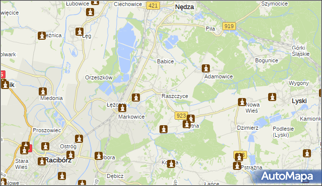 mapa Raszczyce, Raszczyce na mapie Targeo