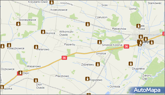 mapa Raszewy gmina Kobylin, Raszewy gmina Kobylin na mapie Targeo