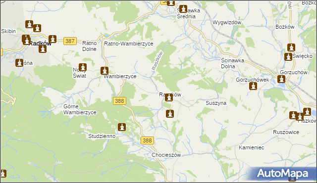 mapa Raszków gmina Radków, Raszków gmina Radków na mapie Targeo