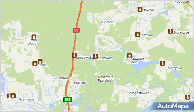 mapa Raszówka, Raszówka na mapie Targeo