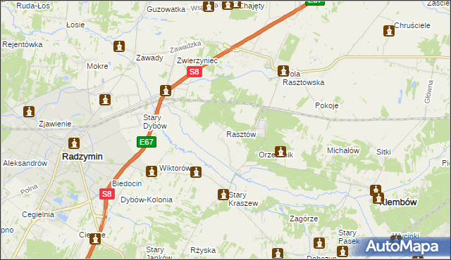 mapa Rasztów, Rasztów na mapie Targeo