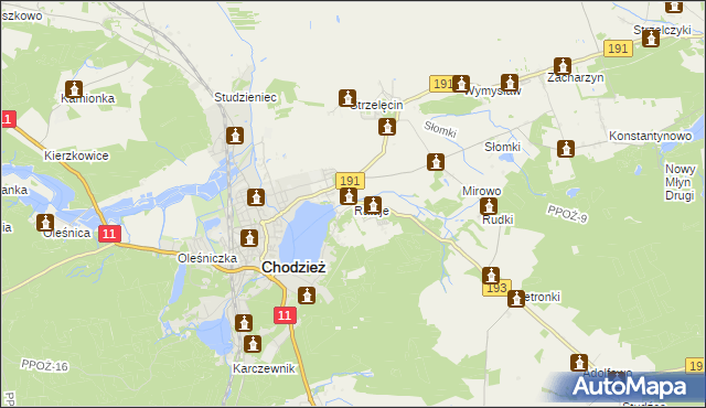 mapa Rataje gmina Chodzież, Rataje gmina Chodzież na mapie Targeo