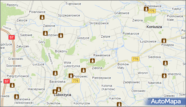 mapa Rawałowice, Rawałowice na mapie Targeo